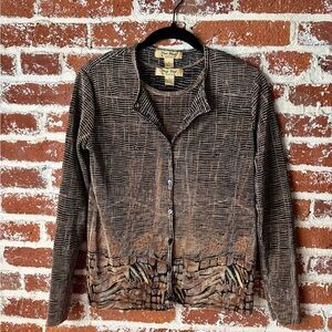 RAFAEL Black and Tan Textured Cardigan and Tank Top 2 piece set